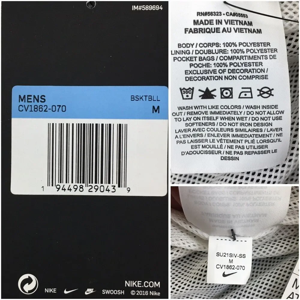 New NIKE Throwback Basketball Shorts Mens Size M CV1862-070‎ Black Gray